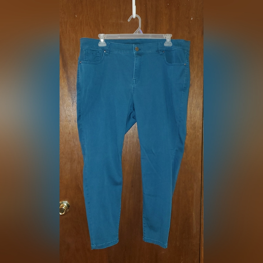Lane Bryant Signature Fit Mid Rise Skinny Jeans Sz 22 Teal